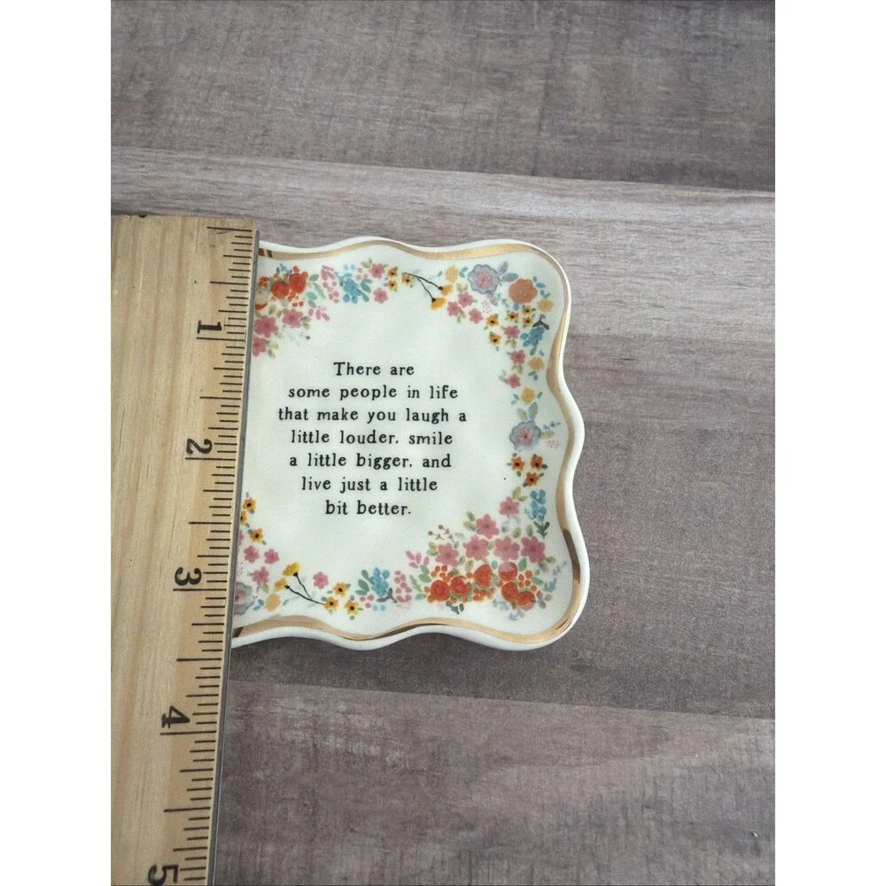 Natural Life ‘Laugh Louder, Smile Bigger, Live Better’ Quote Trinket Tray Dish